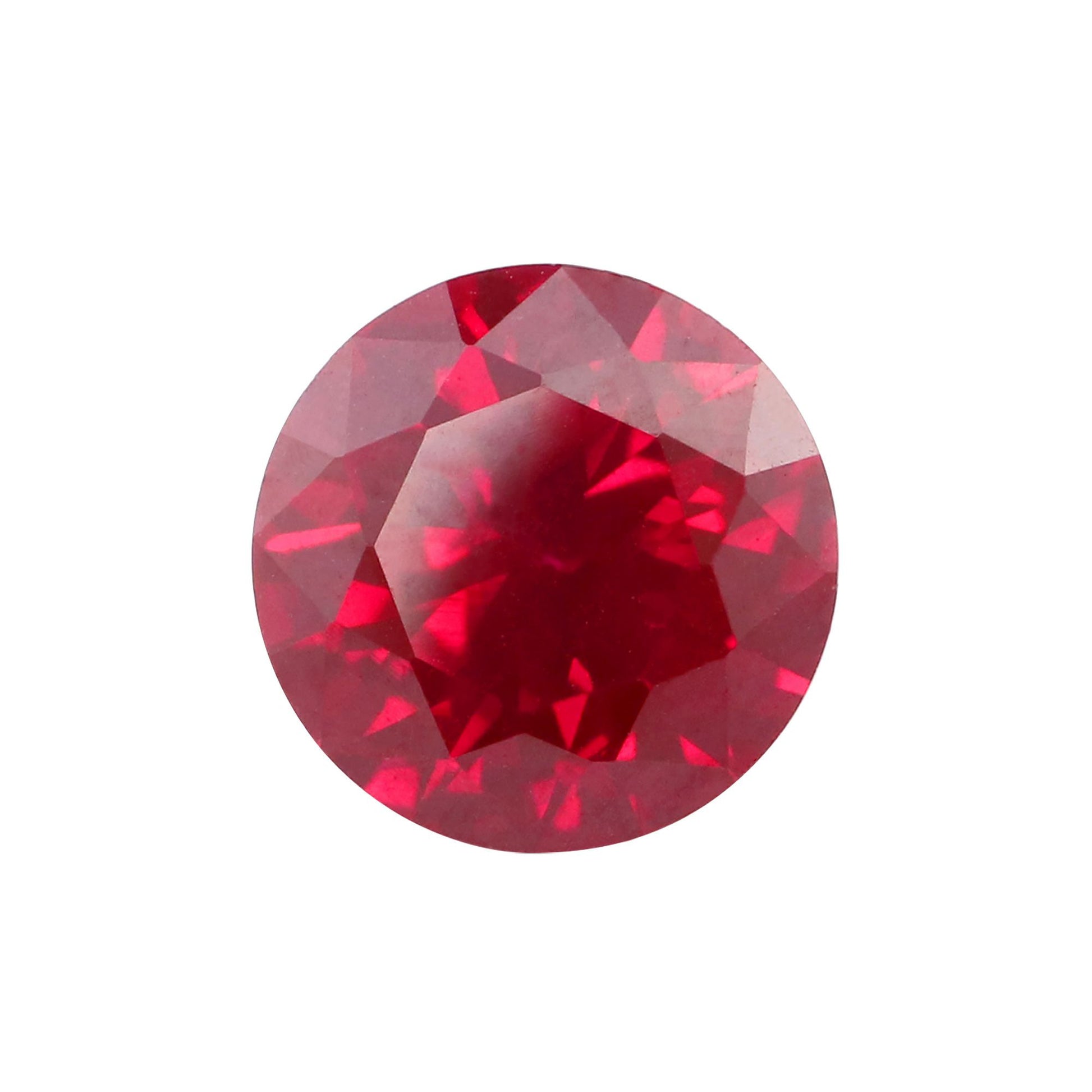 A round cut red lab created ruby.