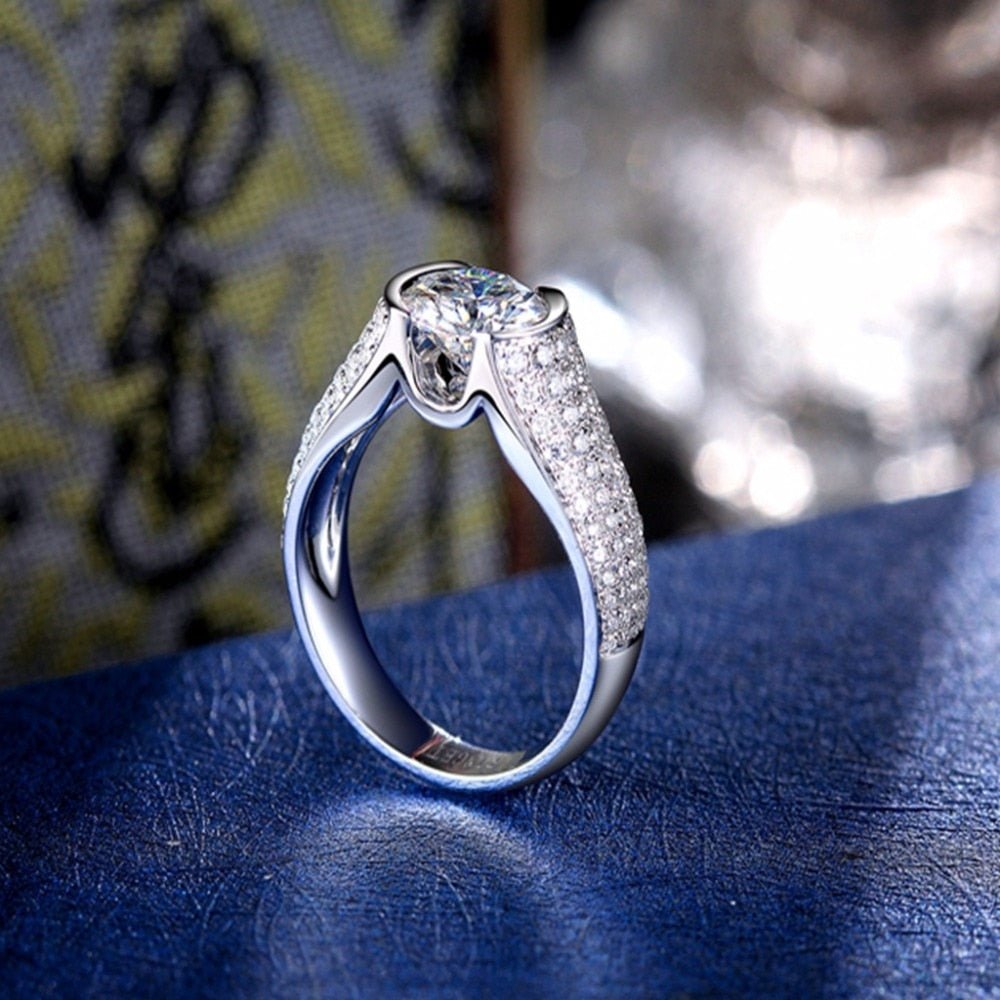 Tension Set Solitaire Engagement Ring In 950 Platinum | Fascinating Diamonds