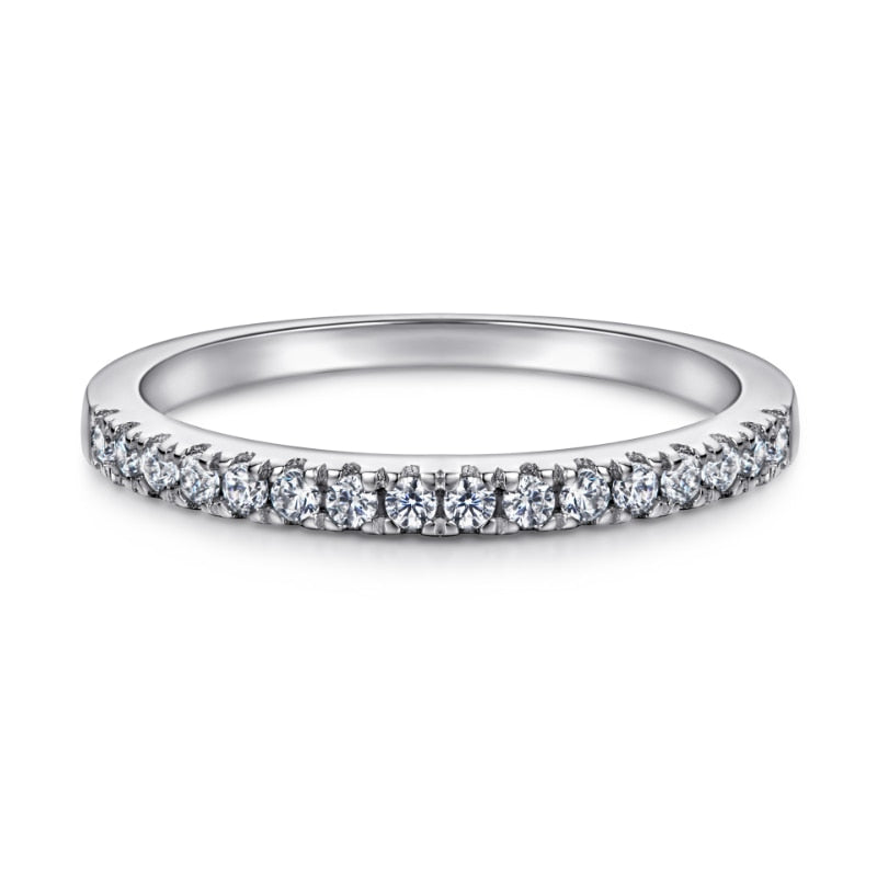 A silver eternity band.