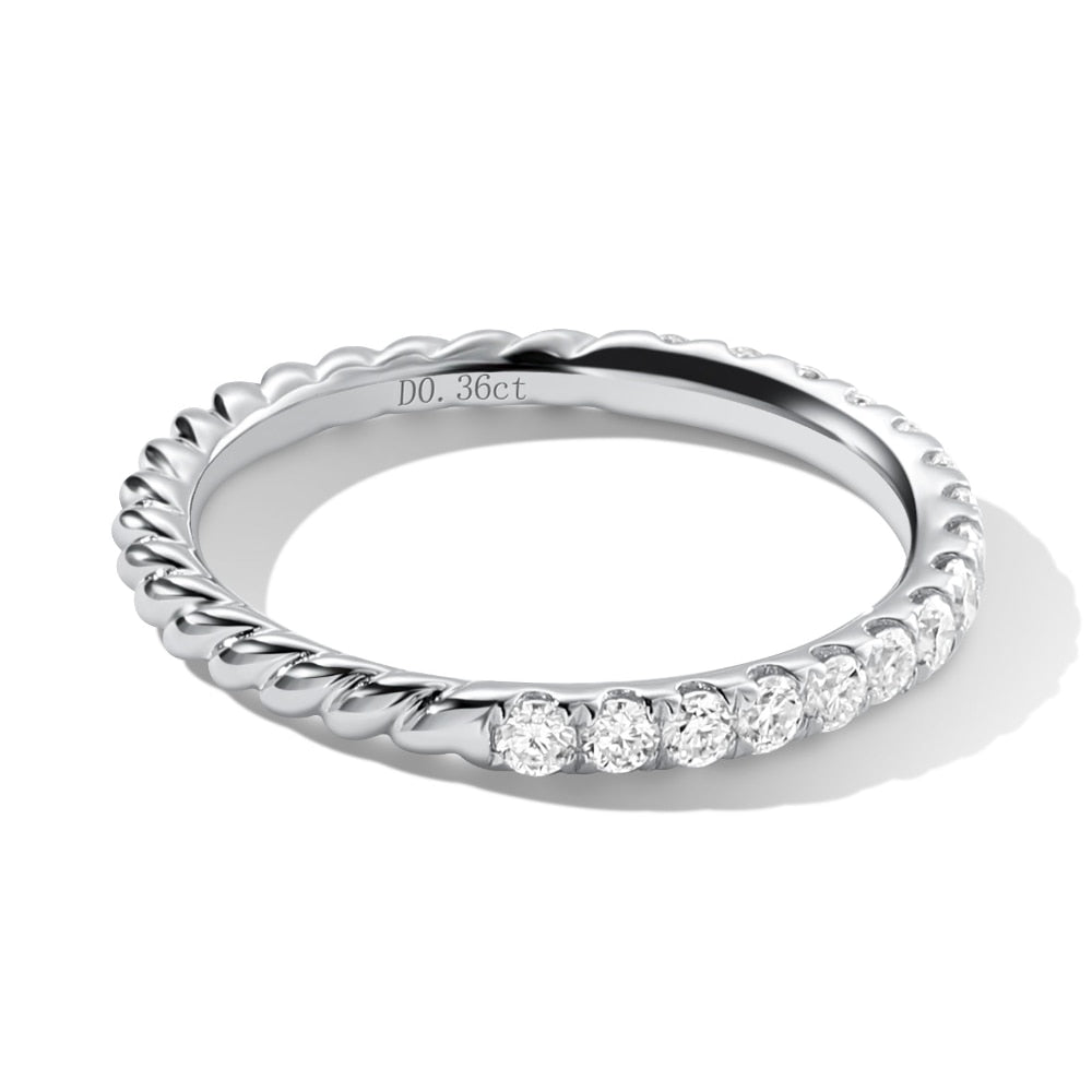 A silver half eternity ring and half silver  twisted rope band ring.